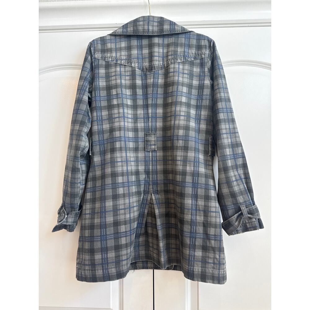 Hurley Blue and Gray Plaid Button Down 90s Y2K Collar Jacket - Picture 9 of 9